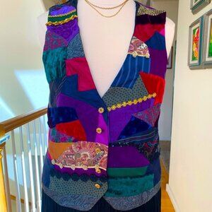 Festive, beautiful, designer original vest. One of a kind. Perfect holiday wear.